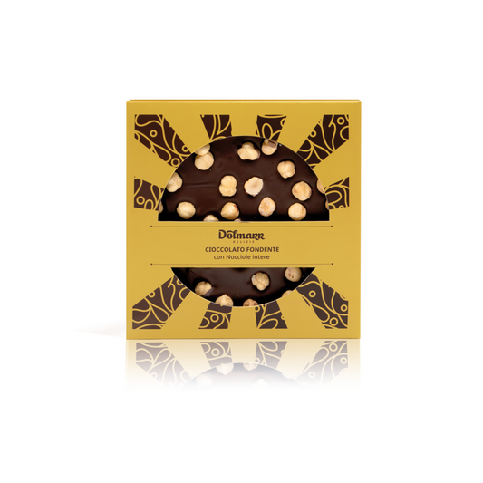 Mattonella di Cioccolato Extra Fondente 75% con Nocciole 250g Dolmarr